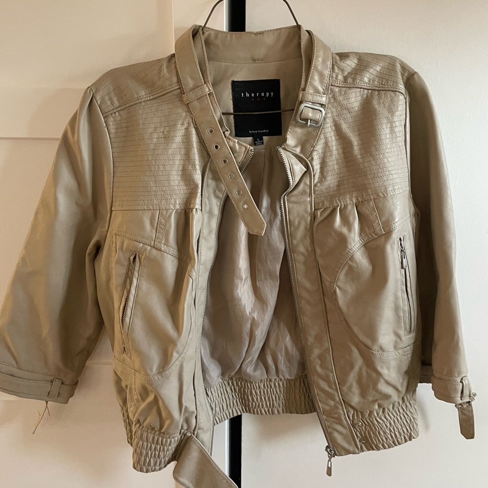 Therapy large leather jacket